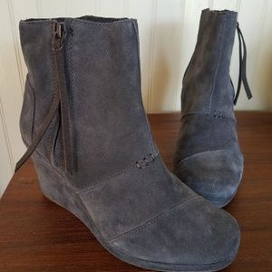 TOMS Suede Wedge Booties